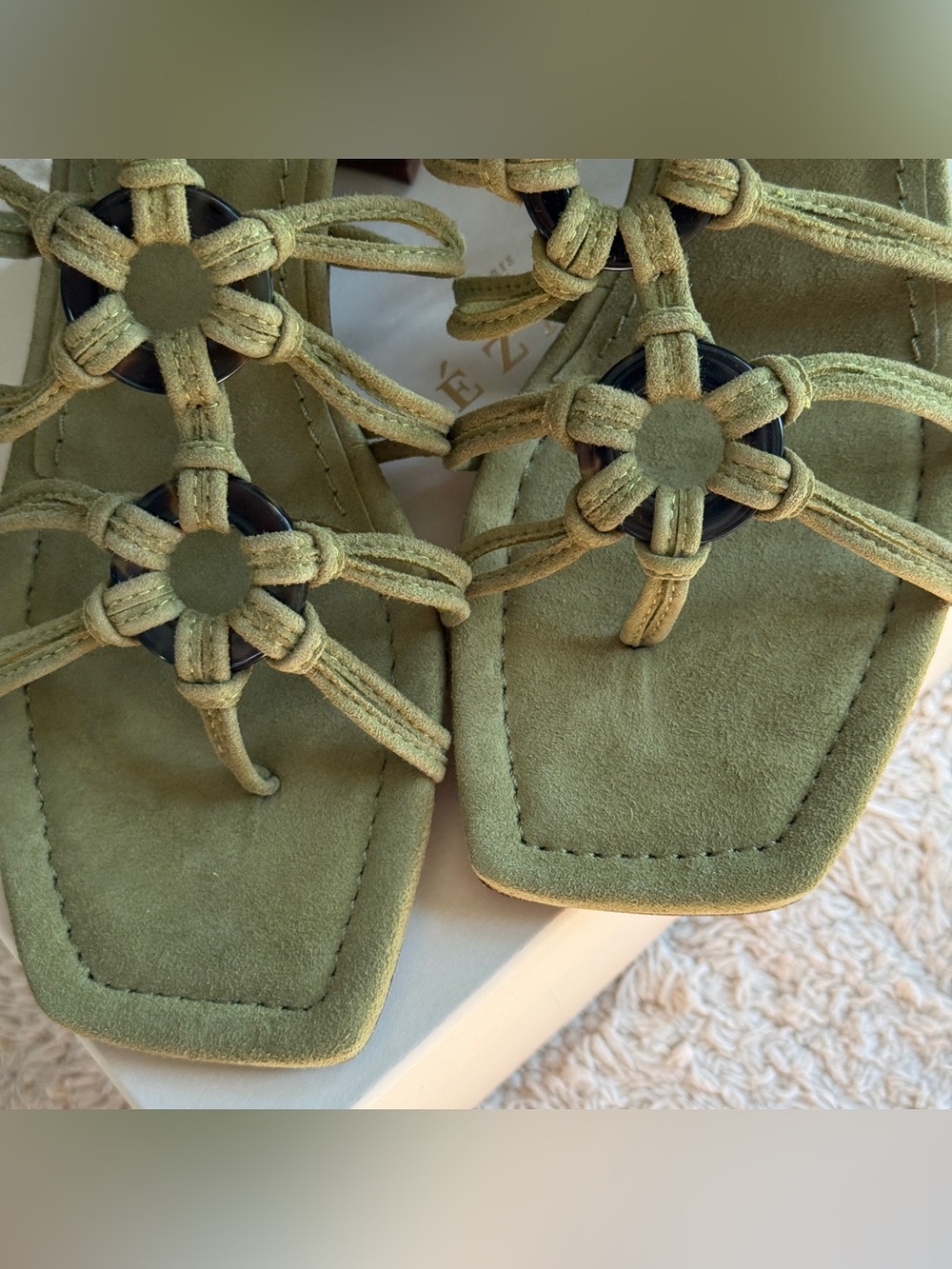 Sézane Filipa Heeled Sandals in Green - Picture 3 of 4